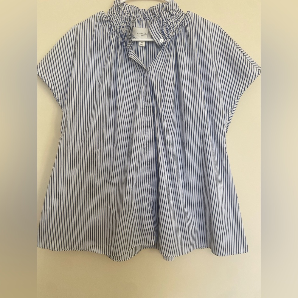 Pomander Place by Tuckernuck Blue & White Striped Button Down Blouse – Size M